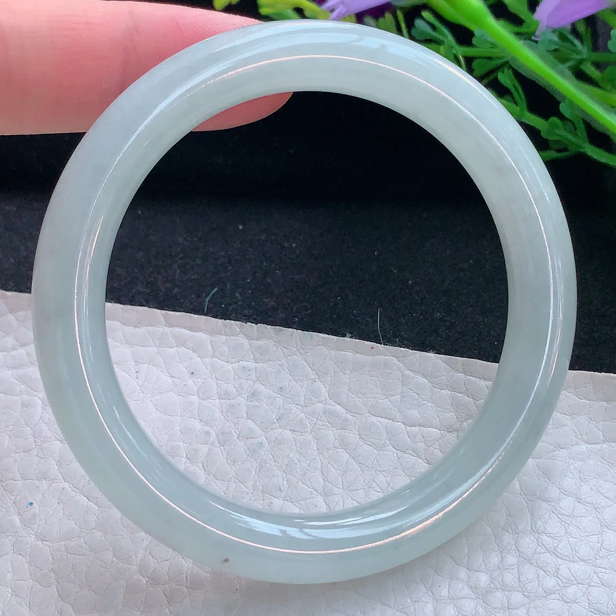 n自然光54*8.8美人镯 翡翠a货玉手镯精美纯美圆条玉手环 叮当镯