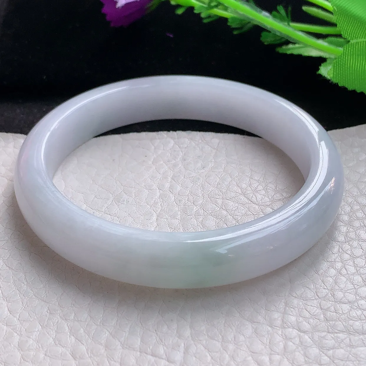 z大圈口61*11.6*8.2平安镯 缅甸翡翠A货水润清新宽边玉手镯玉手环