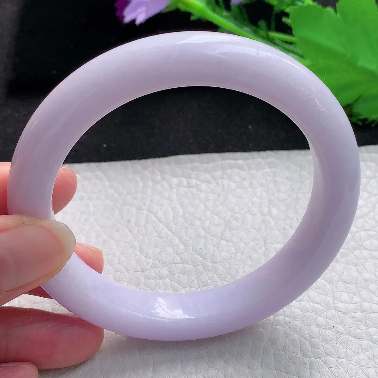 nr大圈口61*11.8*9.8平安镯 缅甸翡翠A货紫罗兰宽边玉手镯玉手环