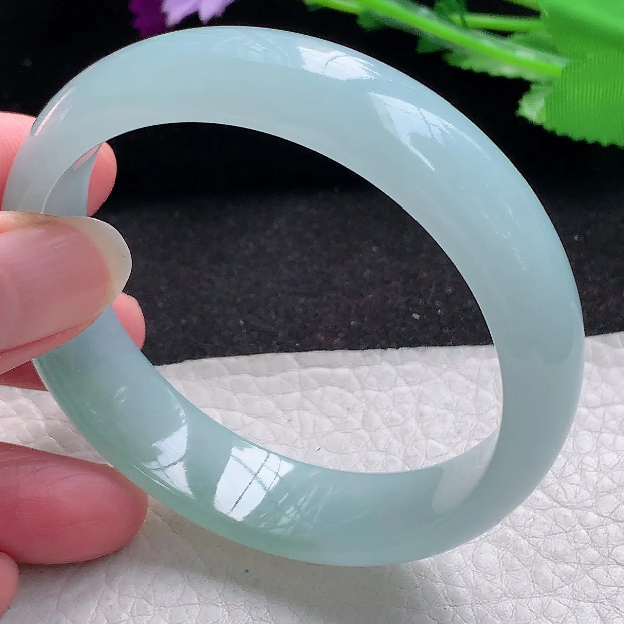 ee实拍56.5*15.3*7轮胎镯 缅甸翡翠A货冰晴宽边玉手镯玉手环