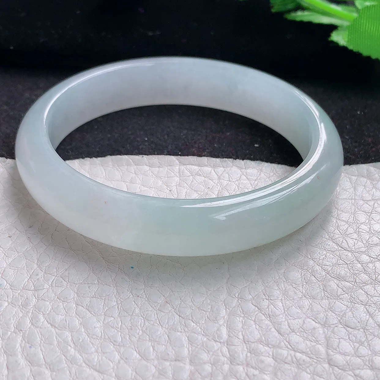 jm自然光55.5*11.8*7.8平安镯 缅甸翡翠A货冰纯宽边玉手镯玉手环