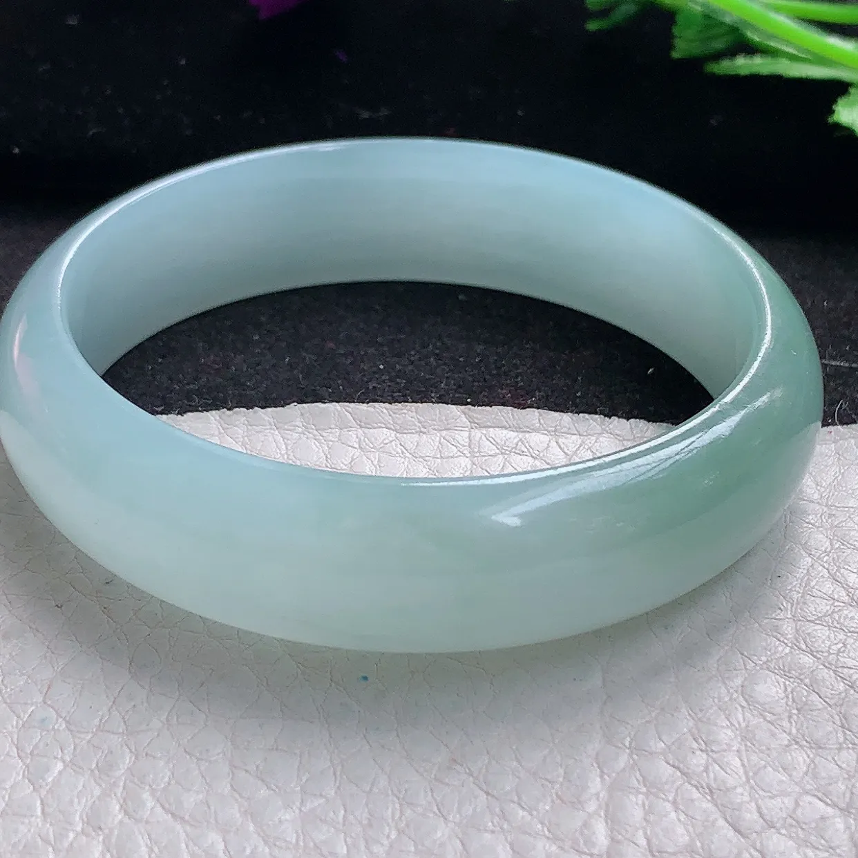 ee实拍56.5*15.3*7轮胎镯 缅甸翡翠A货冰晴宽边玉手镯玉手环