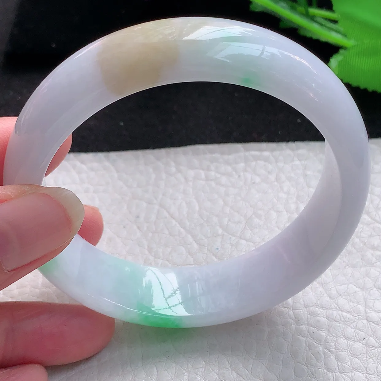 hy大圈口60*16.8*7.7轮胎镯 缅甸翡翠A货水润三彩宽边玉手镯玉手环