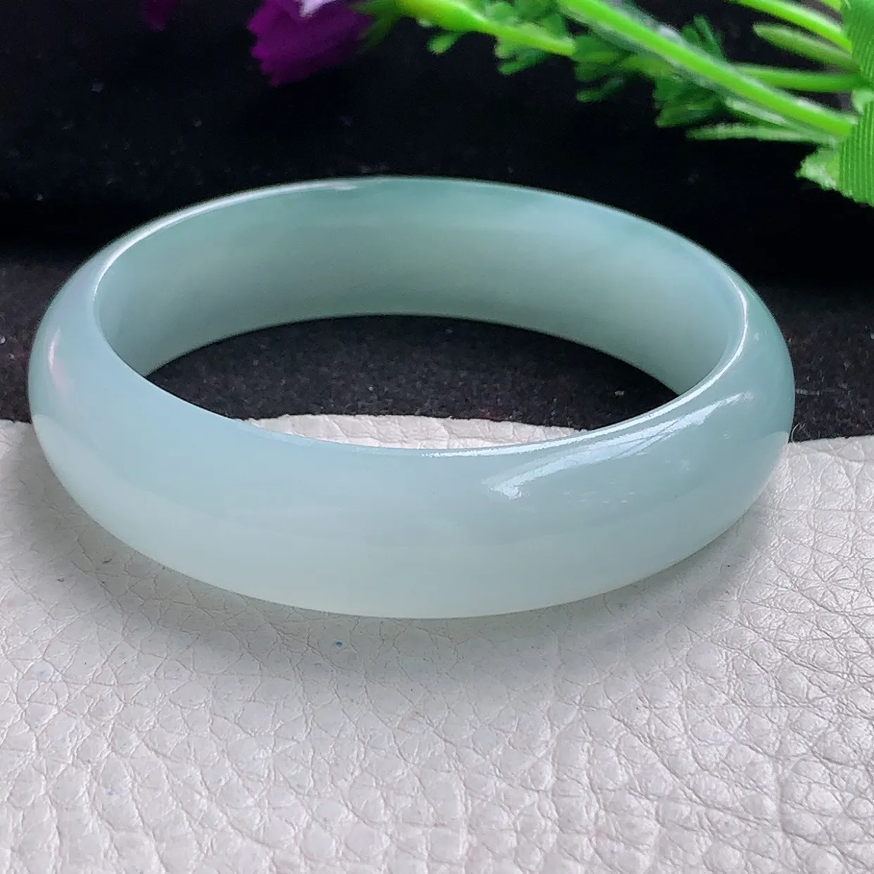 ee实拍56.5*15.3*7轮胎镯 缅甸翡翠A货冰晴宽边玉手镯玉手环