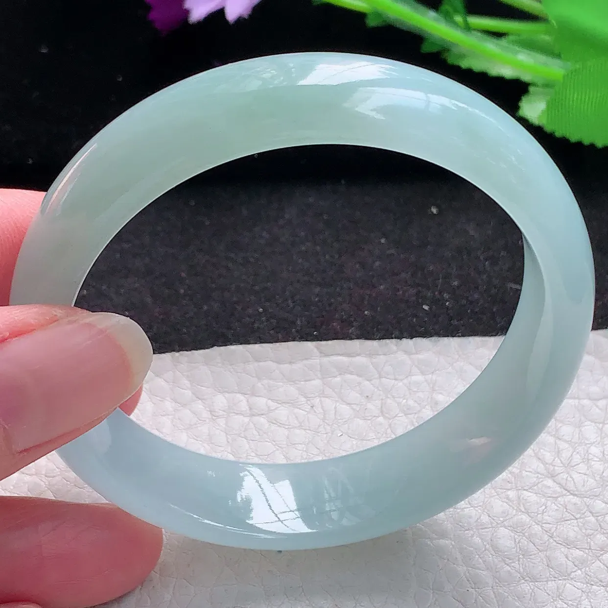 ee实拍56.5*15.3*7轮胎镯 缅甸翡翠A货冰晴宽边玉手镯玉手环