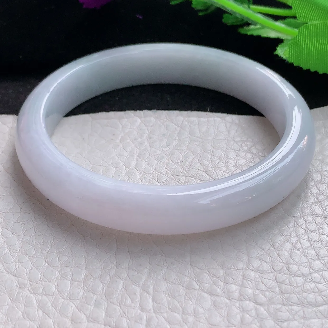 z大圈口61*11.6*8.2平安镯 缅甸翡翠A货水润清新宽边玉手镯玉手环