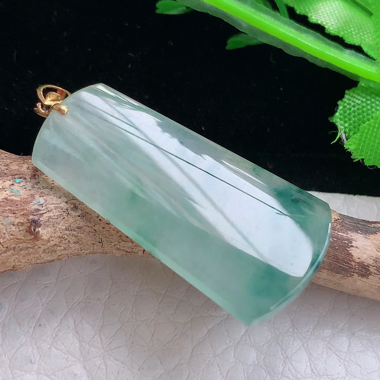 yl实拍35.5*17.5*4天然缅甸翡翠冰飘花平安无事牌吊坠