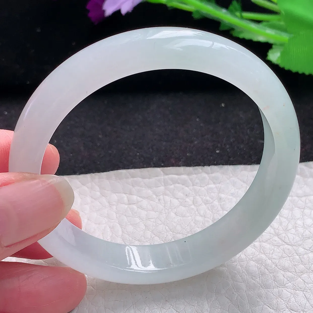 jm自然光55.5*11.8*7.8平安镯 缅甸翡翠A货冰纯宽边玉手镯玉手环