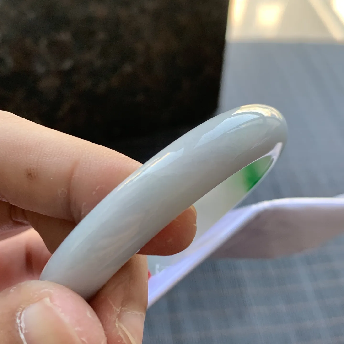 正圈冰糯阳绿 微纹 尺寸:53.3/11.1/7.7 色好