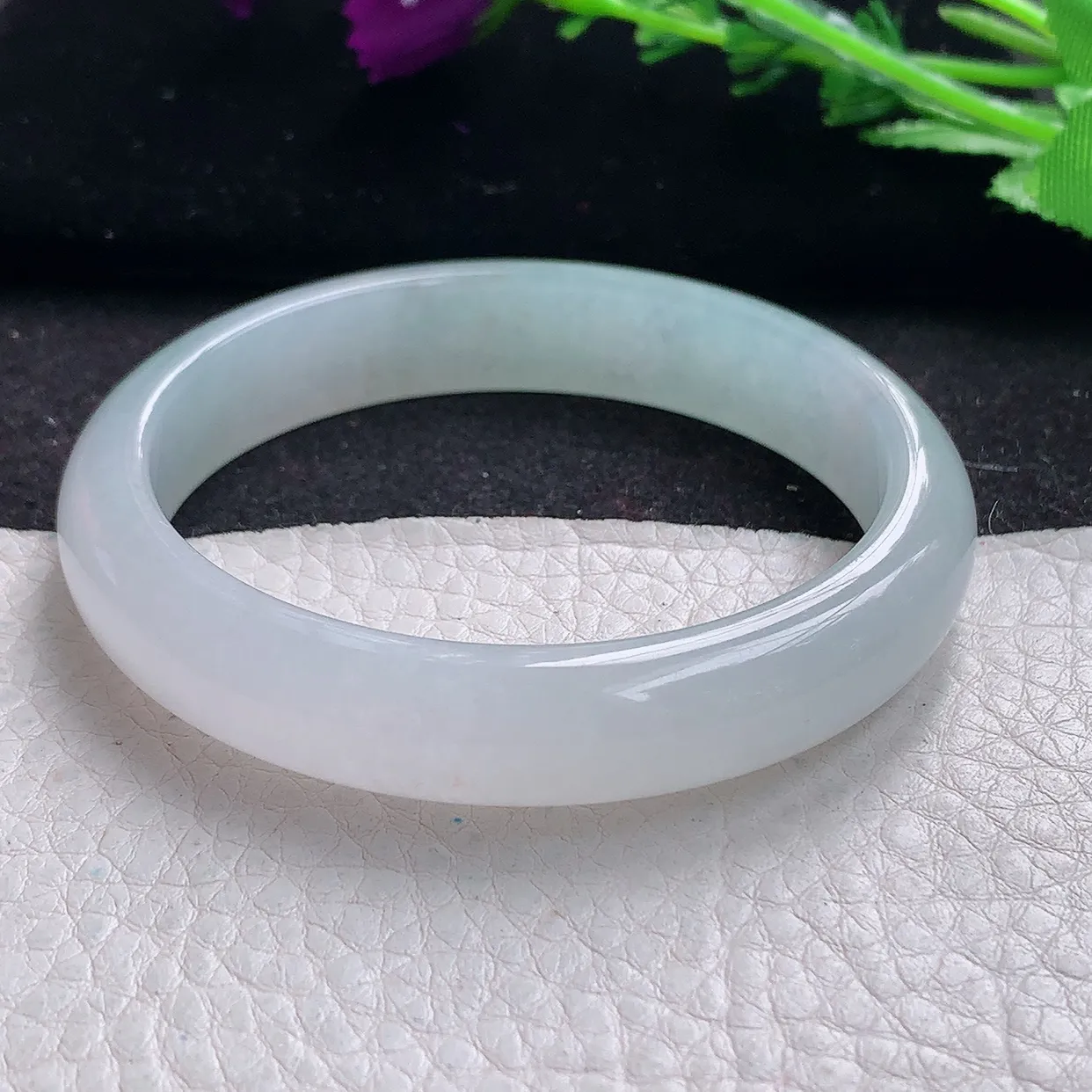 jm自然光55.5*11.8*7.8平安镯 缅甸翡翠A货冰纯宽边玉手镯玉手环