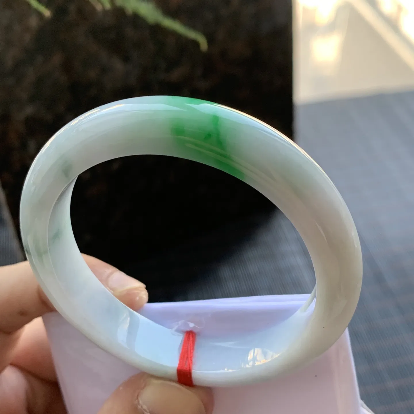 正圈冰糯阳绿 微纹 尺寸:53.3/11.1/7.7 色好