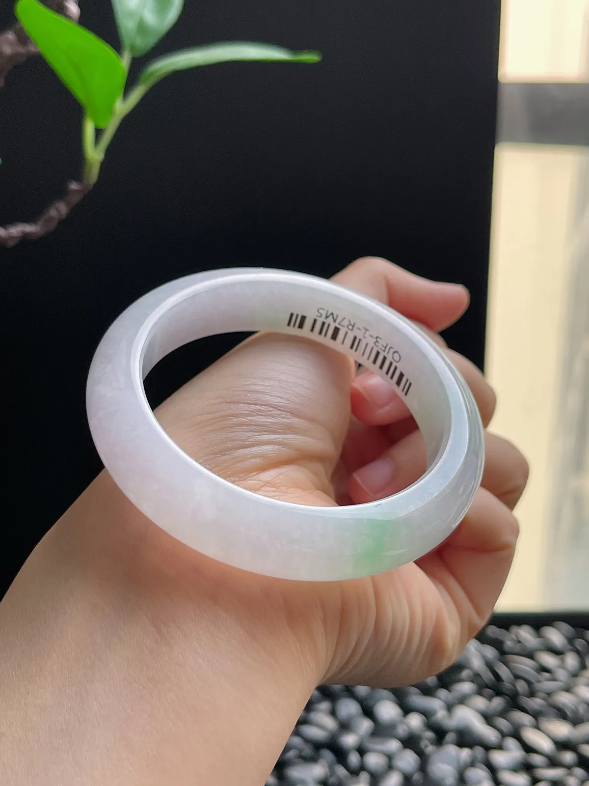 正圈55.3圈口，翡翠冰糯种春带彩手镯