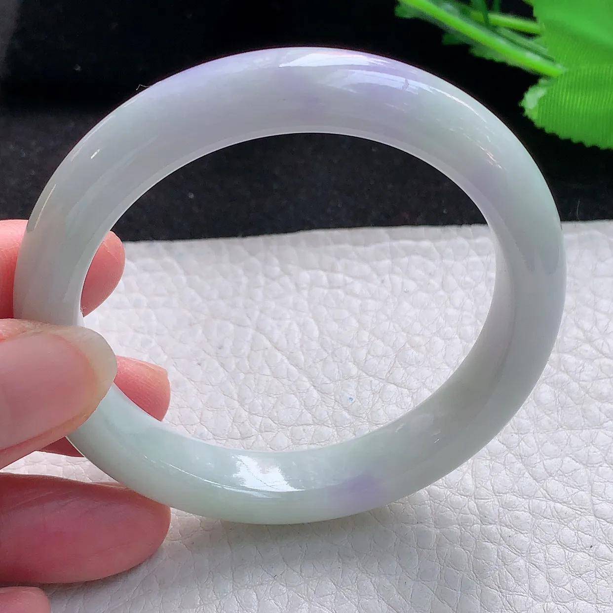 xx自然光54*11*8.5平安镯 缅甸翡翠A货飘紫宽边玉手镯玉手环