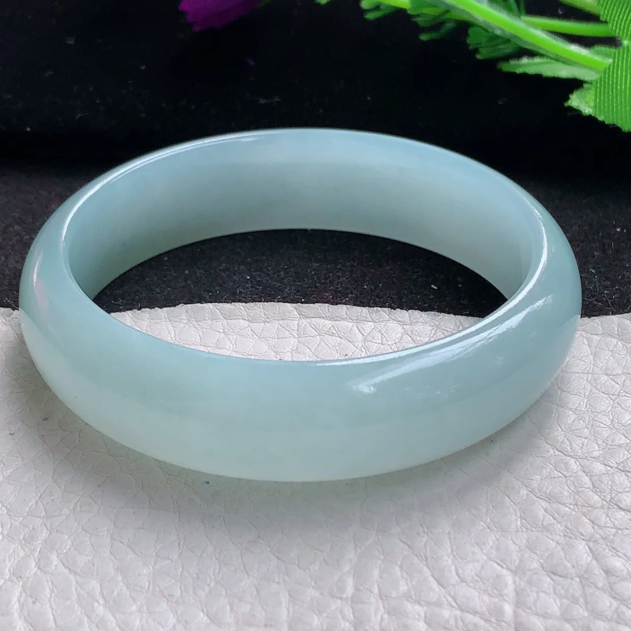 ee实拍56.5*15.3*7轮胎镯 缅甸翡翠A货冰晴宽边玉手镯玉手环