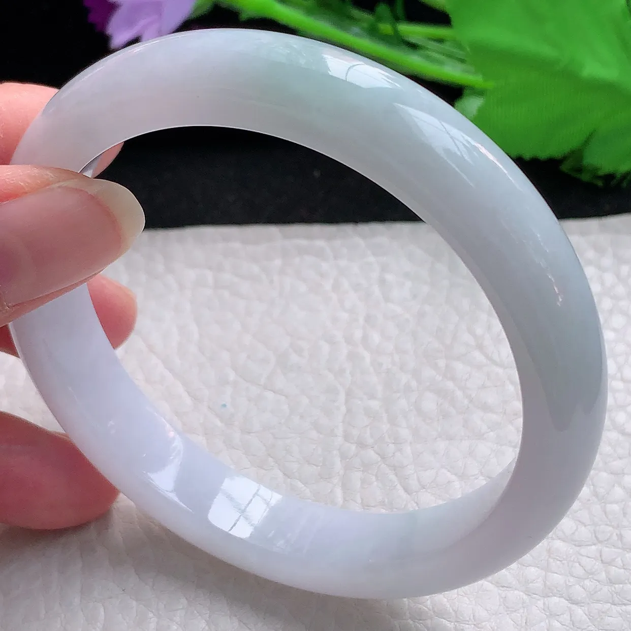 z大圈口61*11.6*8.2平安镯 缅甸翡翠A货水润清新宽边玉手镯玉手环