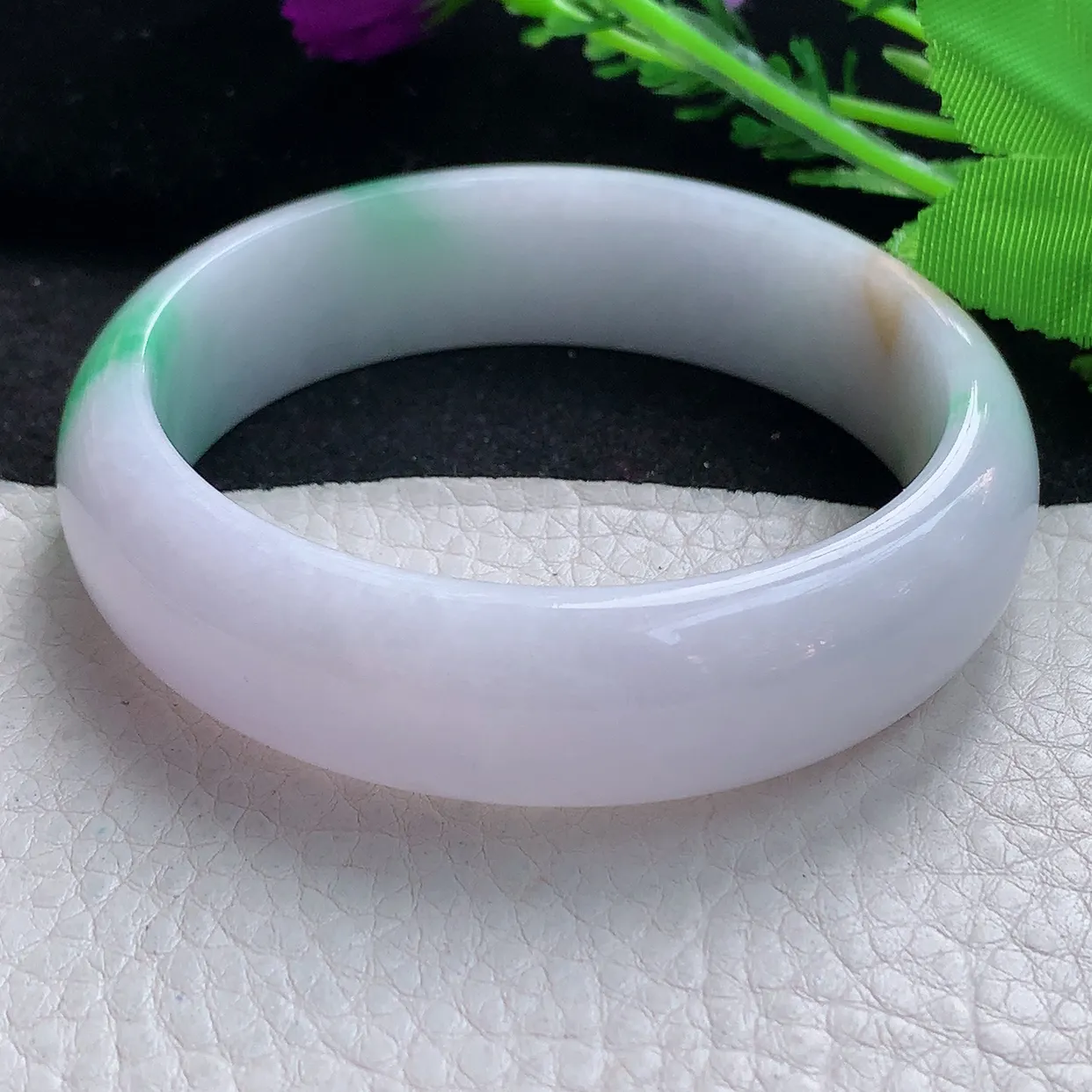 hy大圈口60*16.8*7.7轮胎镯 缅甸翡翠A货水润三彩宽边玉手镯玉手环