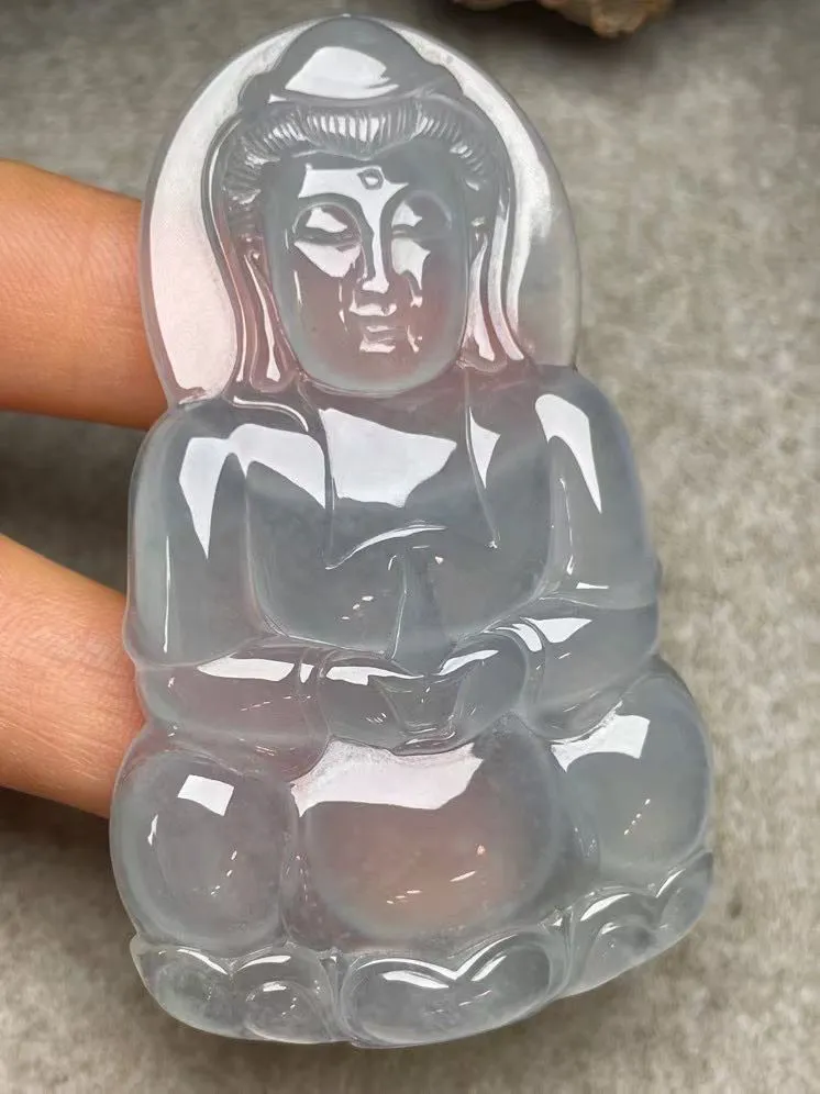 冰种【大观音】吊坠，种水好，玉质细腻 ，卖相好‘