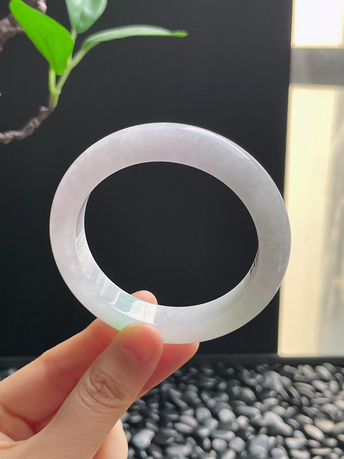 正圈55.3圈口，翡翠冰糯种春带彩手镯