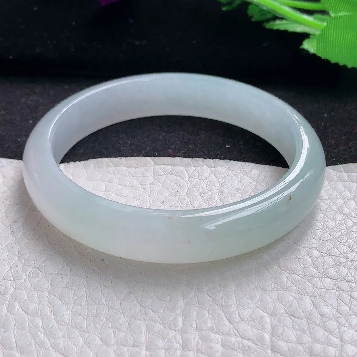 jm自然光55.5*11.8*7.8平安镯 缅甸翡翠A货冰纯宽边玉手镯玉手环