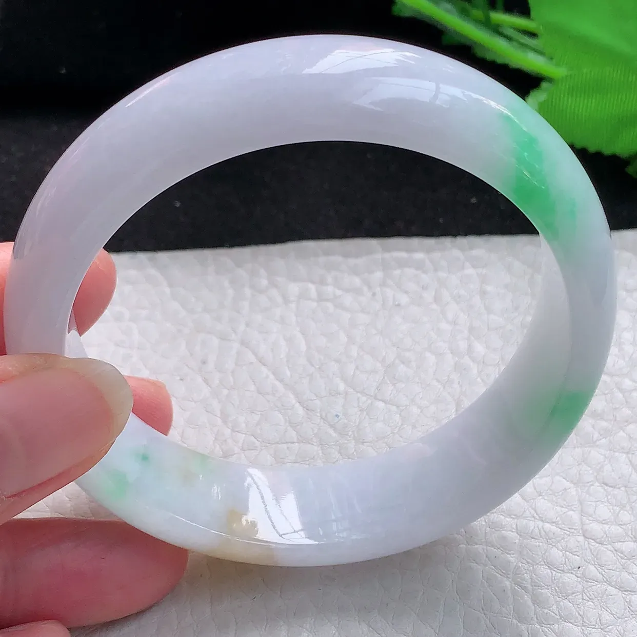 hy大圈口60*16.8*7.7轮胎镯 缅甸翡翠A货水润三彩宽边玉手镯玉手环