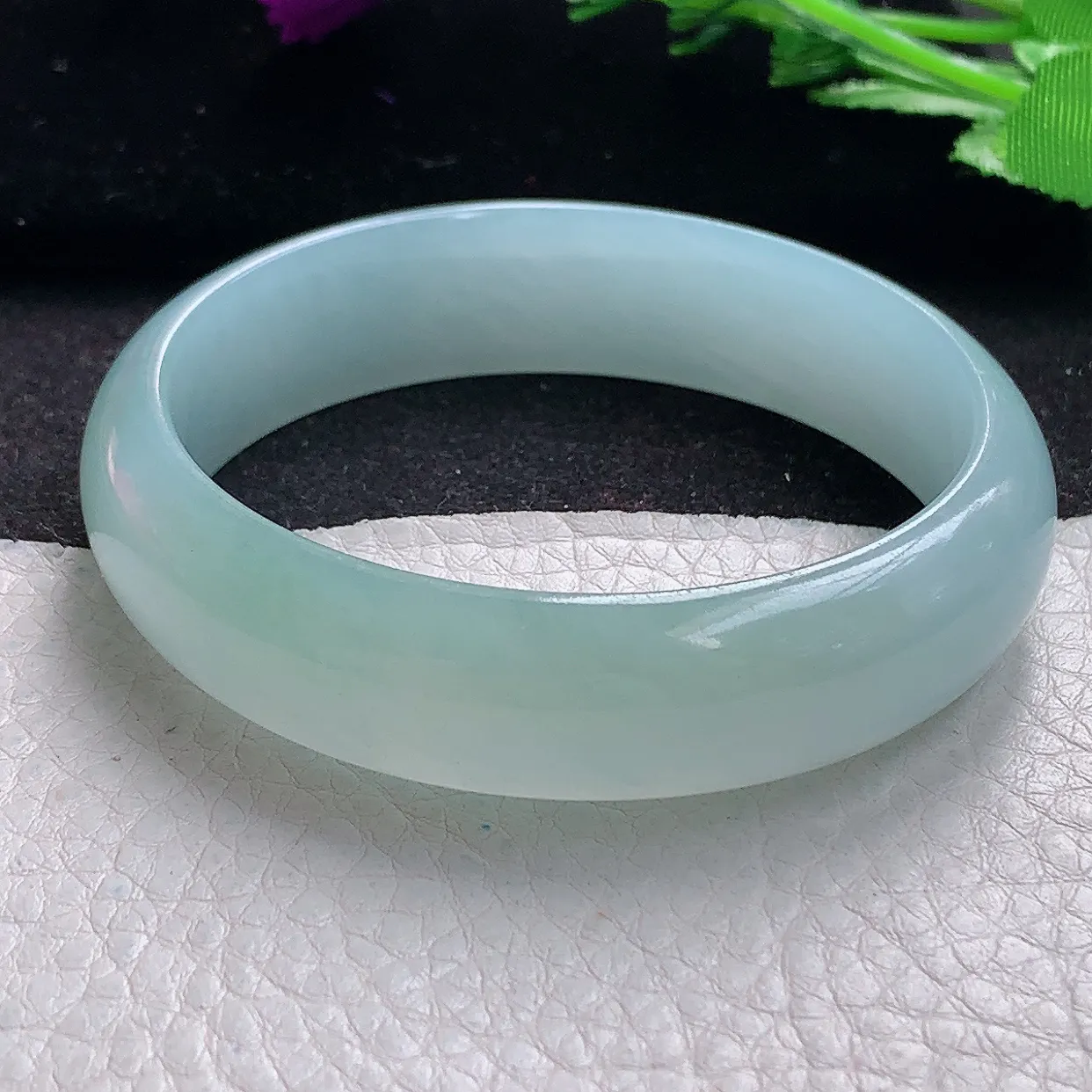 ee实拍56.5*15.3*7轮胎镯 缅甸翡翠A货冰晴宽边玉手镯玉手环