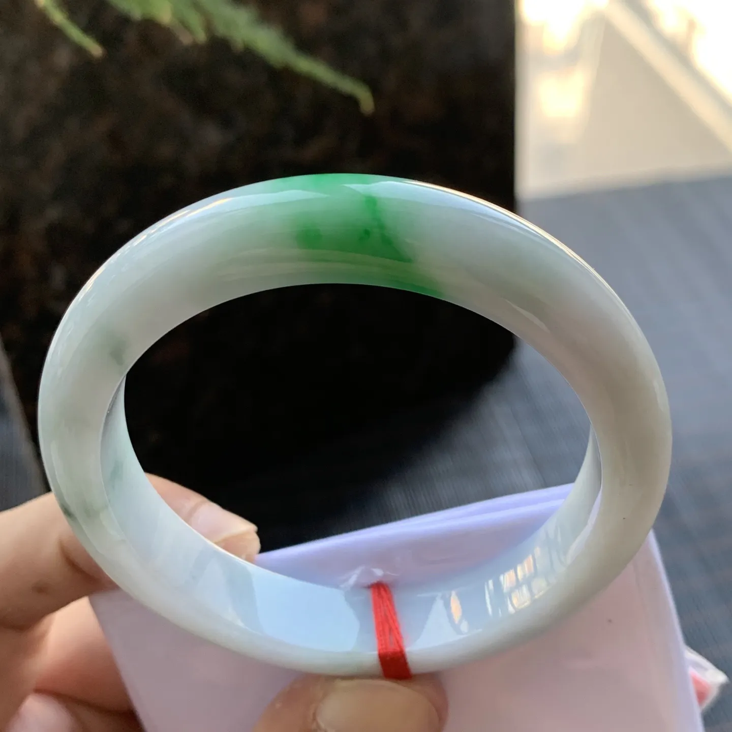 正圈冰糯阳绿 微纹 尺寸:53.3/11.1/7.7 色好