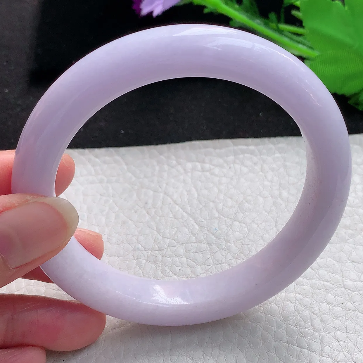 nr大圈口61*11.8*9.8平安镯 缅甸翡翠A货紫罗兰宽边玉手镯玉手环