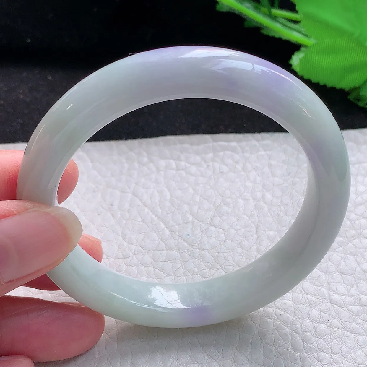 xx自然光54*11*8.5平安镯 缅甸翡翠A货飘紫宽边玉手镯玉手环