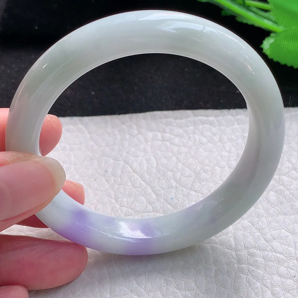 xx自然光54*11*8.5平安镯 缅甸翡翠A货飘紫宽边玉手镯玉手环