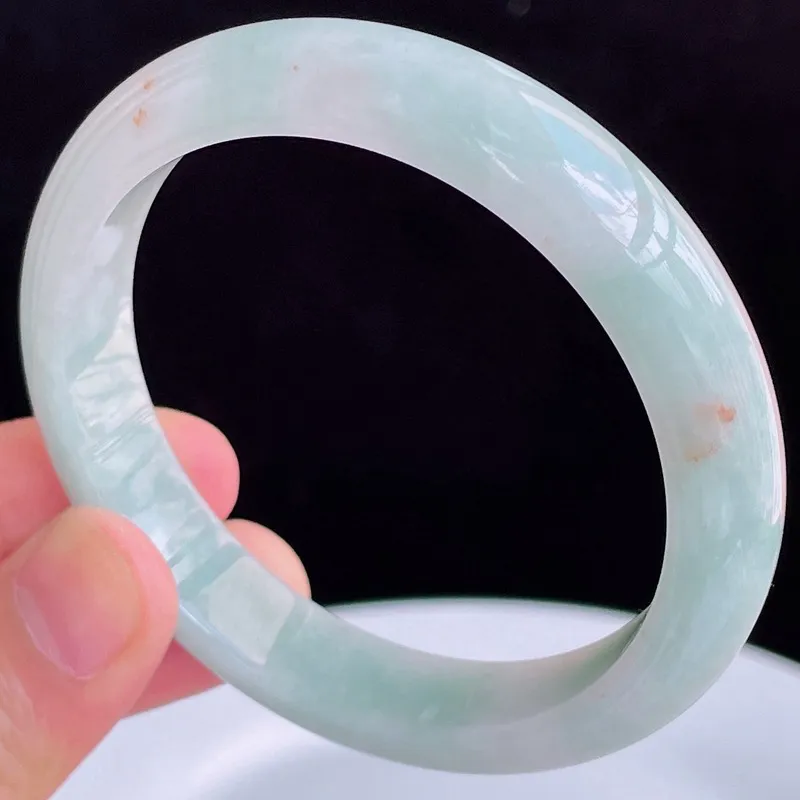 57圈好种水玉石天然翡翠A货水润有种有色飘绿手镯50.07g