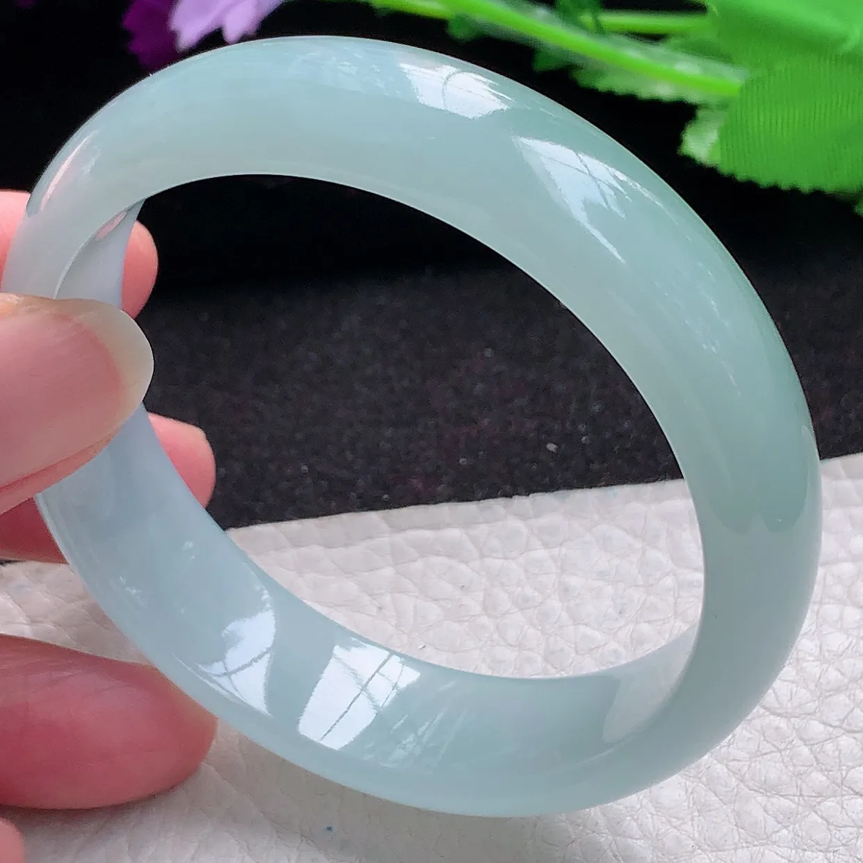 ee实拍56.5*15.3*7轮胎镯 缅甸翡翠A货冰晴宽边玉手镯玉手环