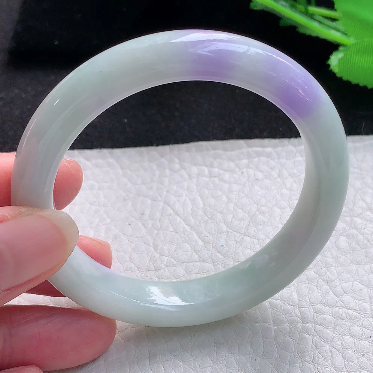 xx自然光54*11*8.5平安镯 缅甸翡翠A货飘紫宽边玉手镯玉手环