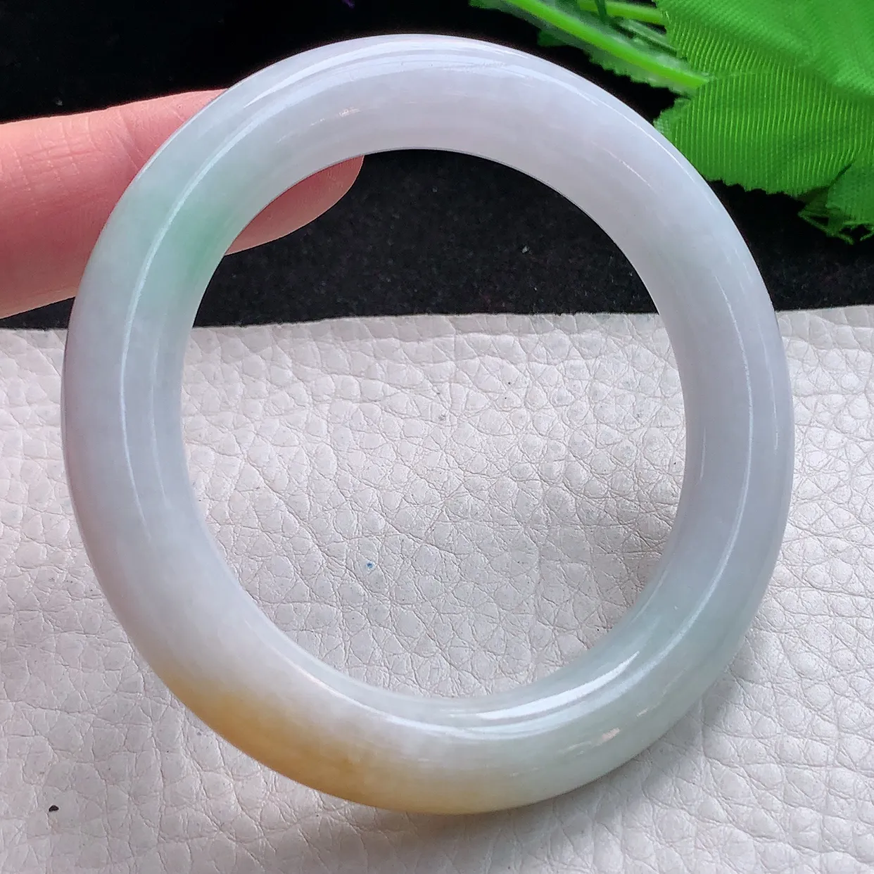 nr小圈口52*10.3美人镯 缅甸翡翠A货三彩圆条玉手镯玉手环 叮当镯