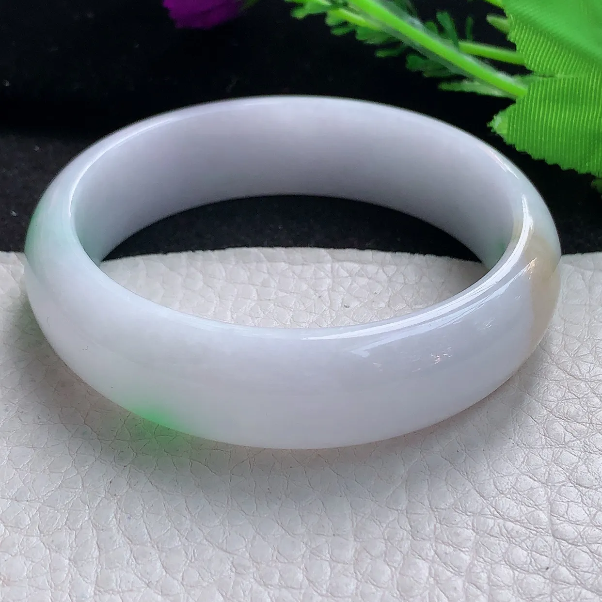 hy大圈口60*16.8*7.7轮胎镯 缅甸翡翠A货水润三彩宽边玉手镯玉手环