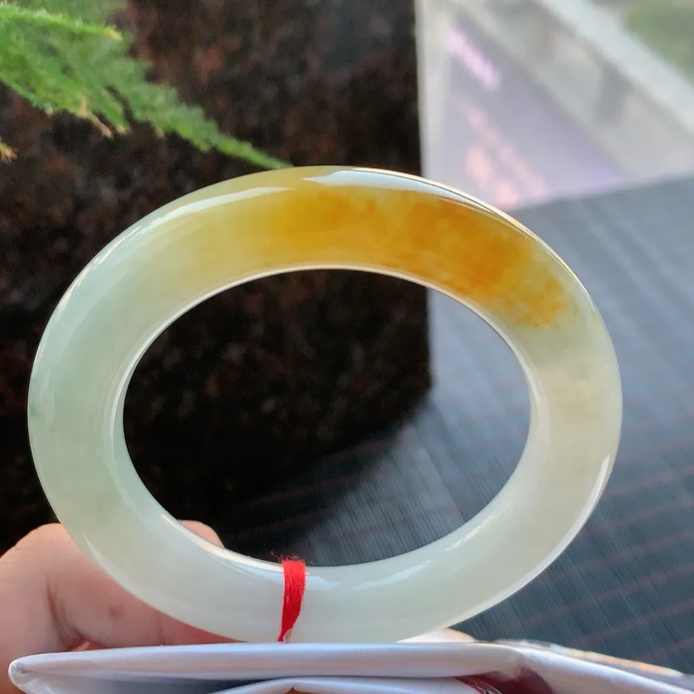 圆条高冰黄翡 无瑕 尺寸:56.1/12.1 超值