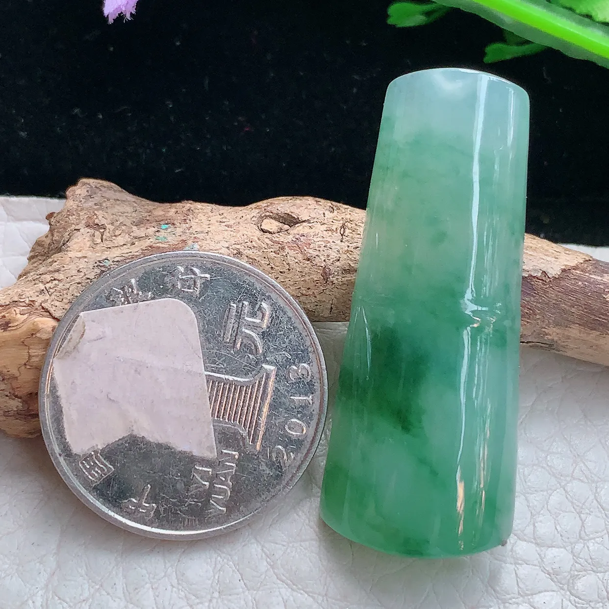 yl实拍46.3*27*6天然缅甸翡翠冰飘花平安无事牌吊坠 意境素面牌玉坠