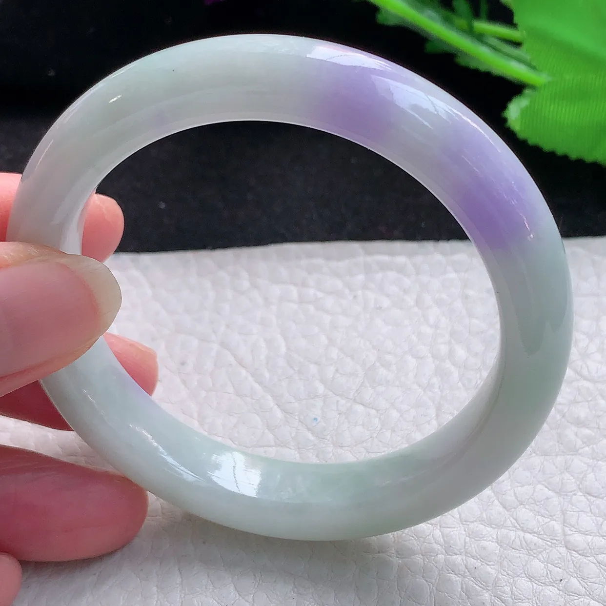 xx自然光54*11*8.5平安镯 缅甸翡翠A货飘紫宽边玉手镯玉手环