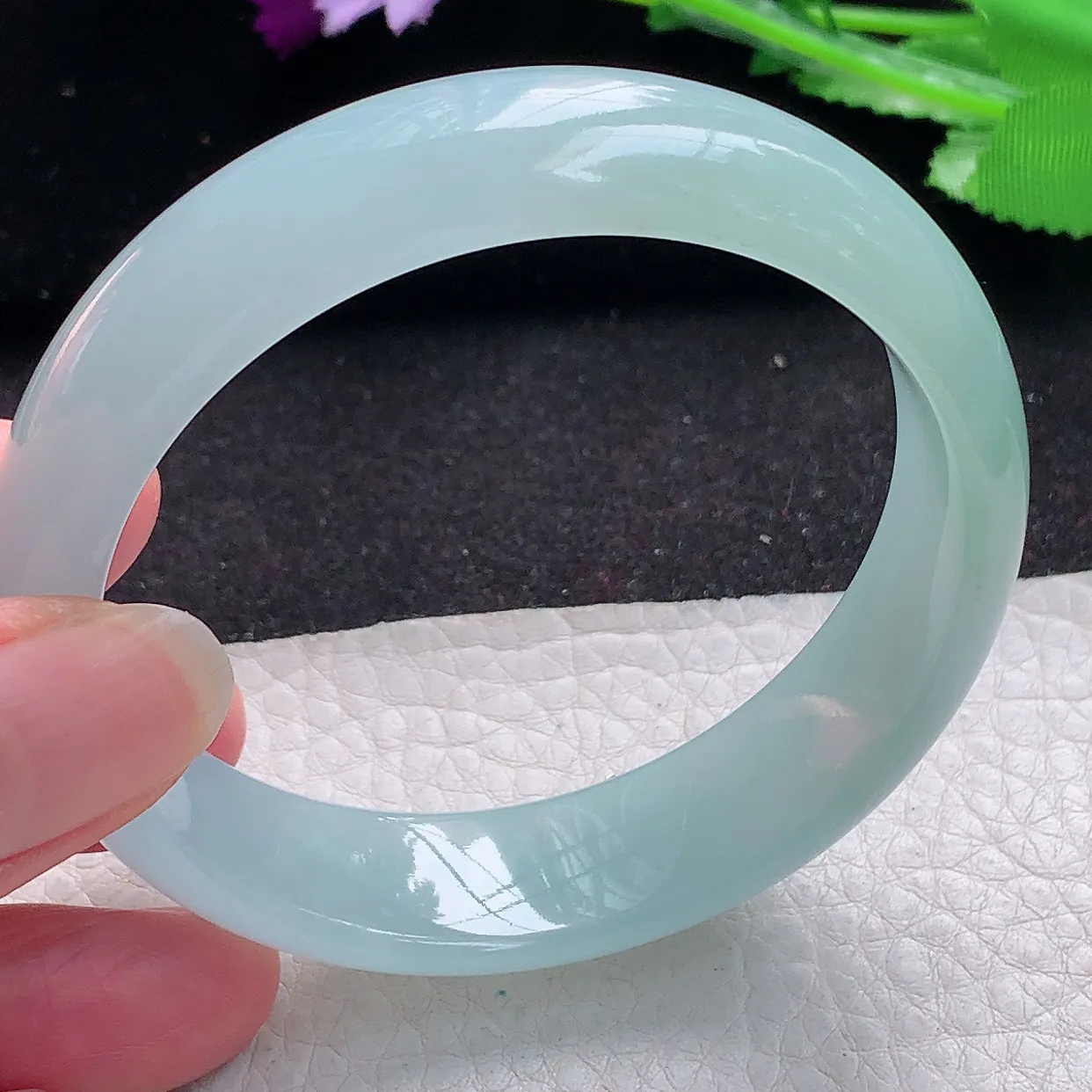 ee实拍56.5*15.3*7轮胎镯 缅甸翡翠A货冰晴宽边玉手镯玉手环