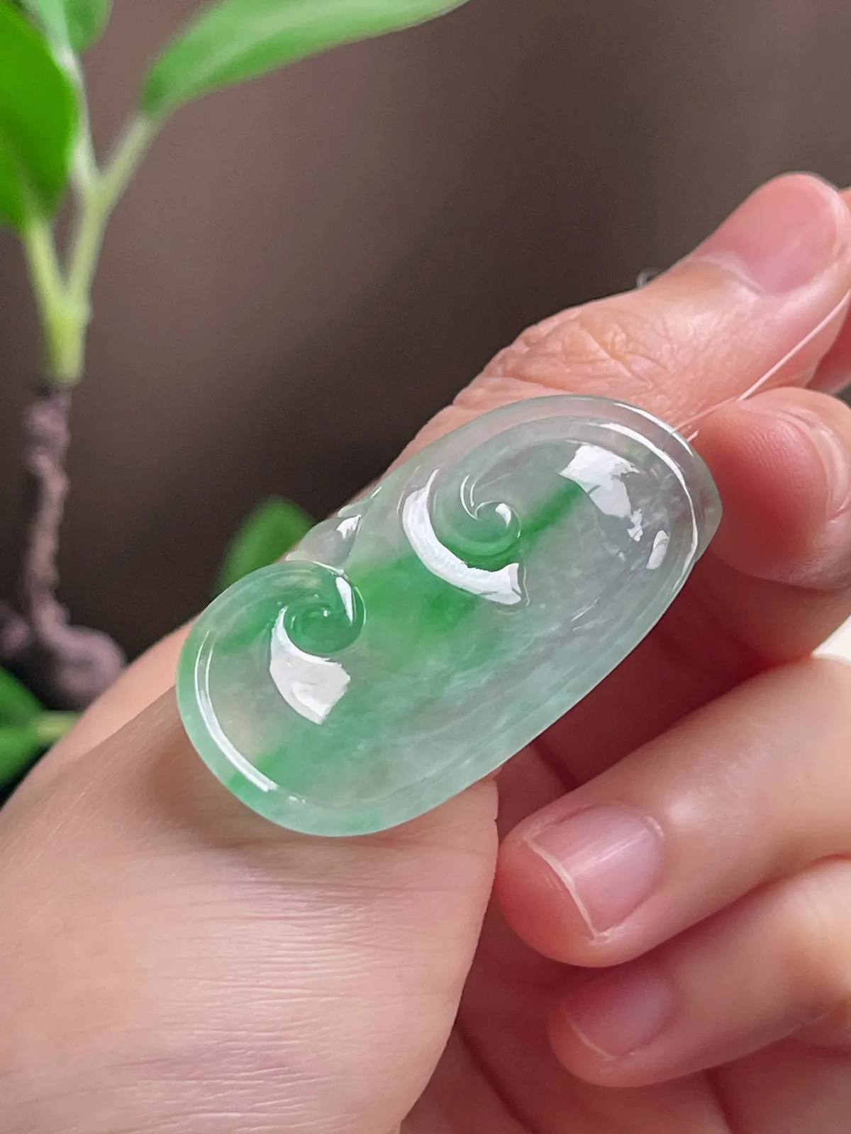 翡翠冰种飘绿如意