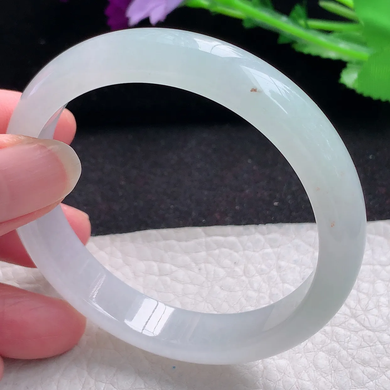 jm自然光55.5*11.8*7.8平安镯 缅甸翡翠A货冰纯宽边玉手镯玉手环