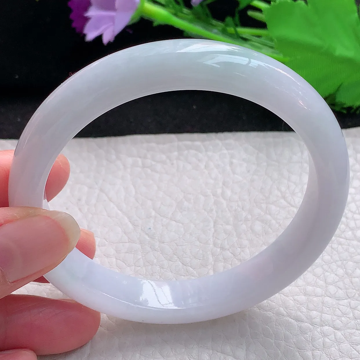 z大圈口61*11.6*8.2平安镯 缅甸翡翠A货水润清新宽边玉手镯玉手环