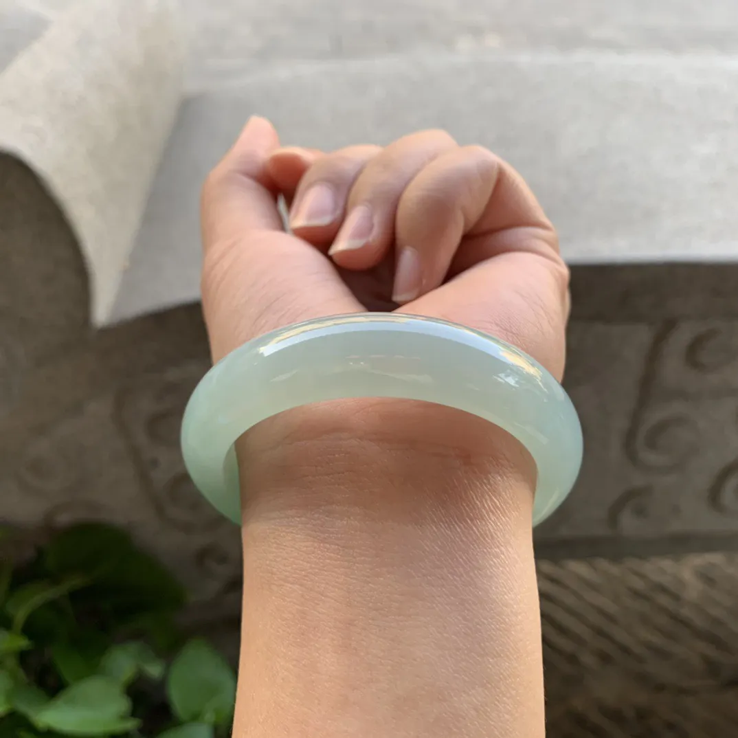 小圈口52.5-13.6-8.2 【冰飘绿正圈手镯】正圈52 53可戴