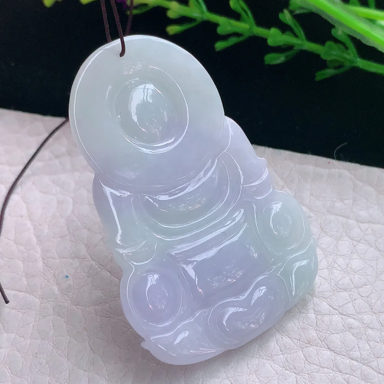 zen实拍52.2*36*6.8天然缅甸翡翠紫罗观音菩萨吊坠 观世音毛衣坠