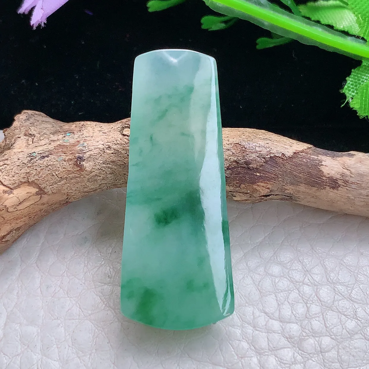 Lz实拍41.5*16.8*6.5天然缅甸翡翠冰透竹节吊坠 节节高升玉坠