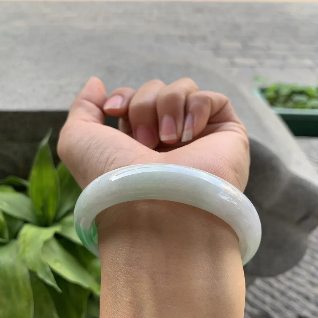 圈口 55.4-12.1-7.4 【飘阳绿正圈手镯】正圈55 56可戴