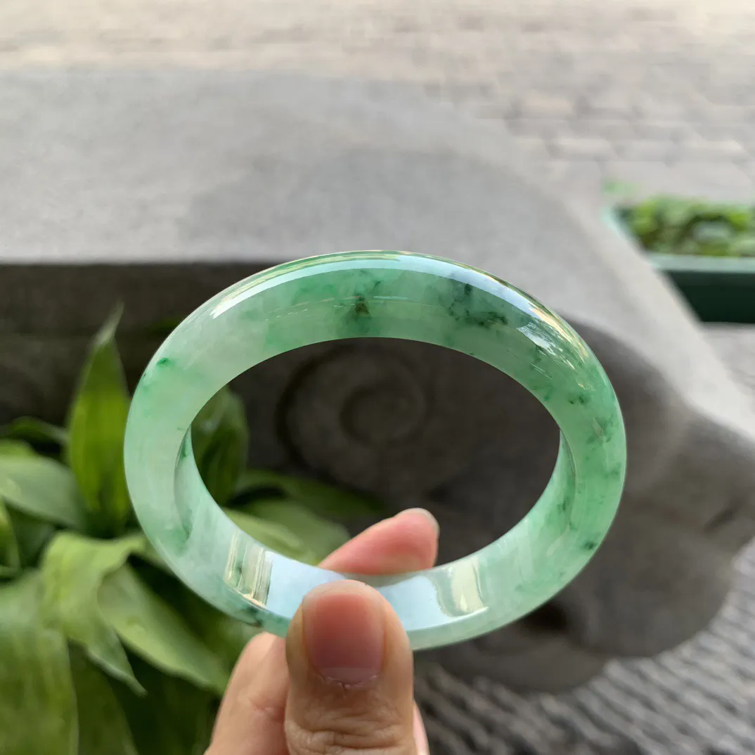 圈口56.3-13.5-8.1 【飘绿正圈手镯】正圈56 57可戴