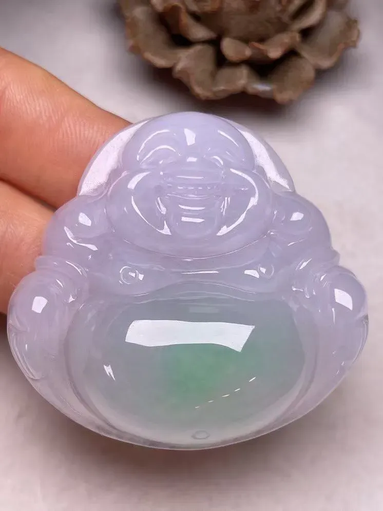 冰糯种俏色【大佛公】吊坠，种水好，玉质细腻 ，卖相好‘