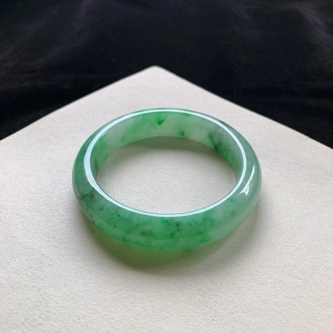圈口56.3-13.5-8.1 【飘绿正圈手镯】正圈56 57可戴