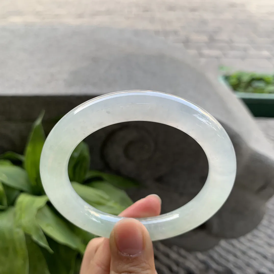 大圈口 58.1-10.5【冰晴绿圆条手镯】圆条58 59可戴