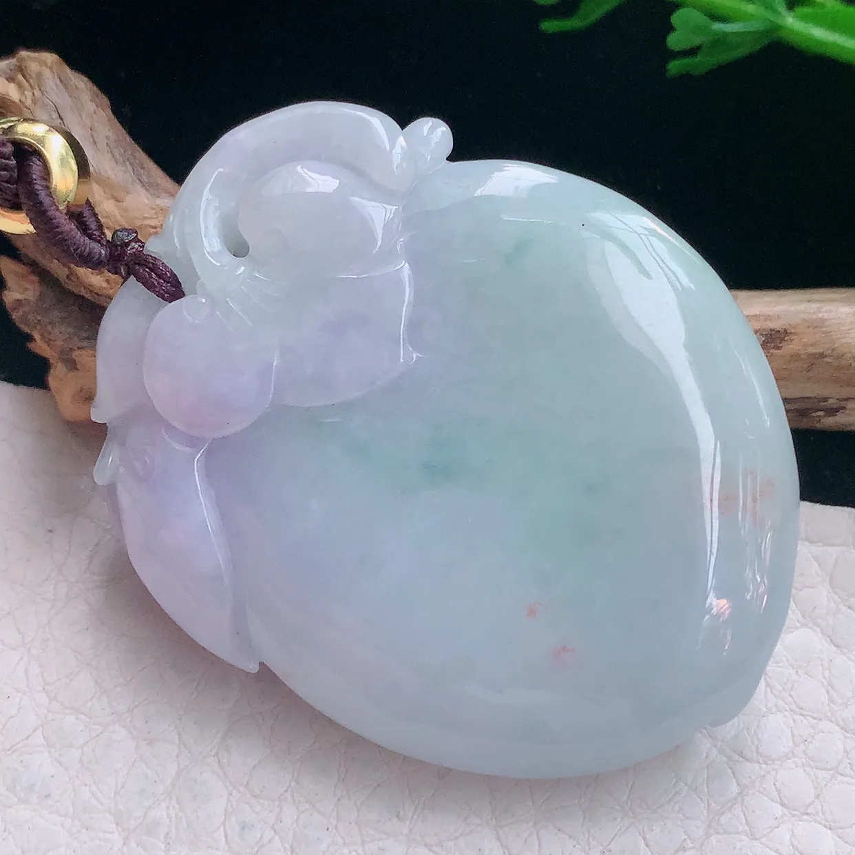 zen实拍47.5*36.8*12.5天然缅甸翡翠紫罗兰招财进财大寿桃吊坠 毛衣坠